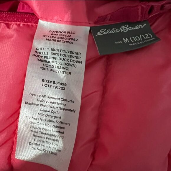 Eddie Bauer Reversible Duck Down Jacket Coat Royal Red/Pink Ombré Girl M/10/12 - Picture 10 of 11